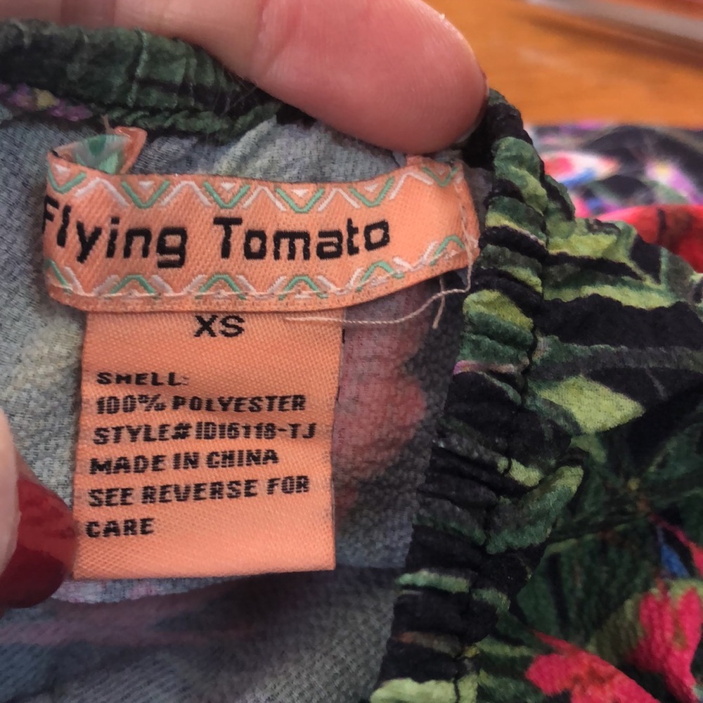 Flying Tomato Black & Multi color floral empire maxi tropical Sun dress Size XS - Picture 9 of 12